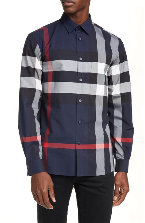 burberry navy buttondown shirt|Burberry button down shirt men.